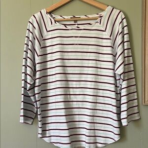 Lilla P Striped Women's Top - White, maroon, and mint